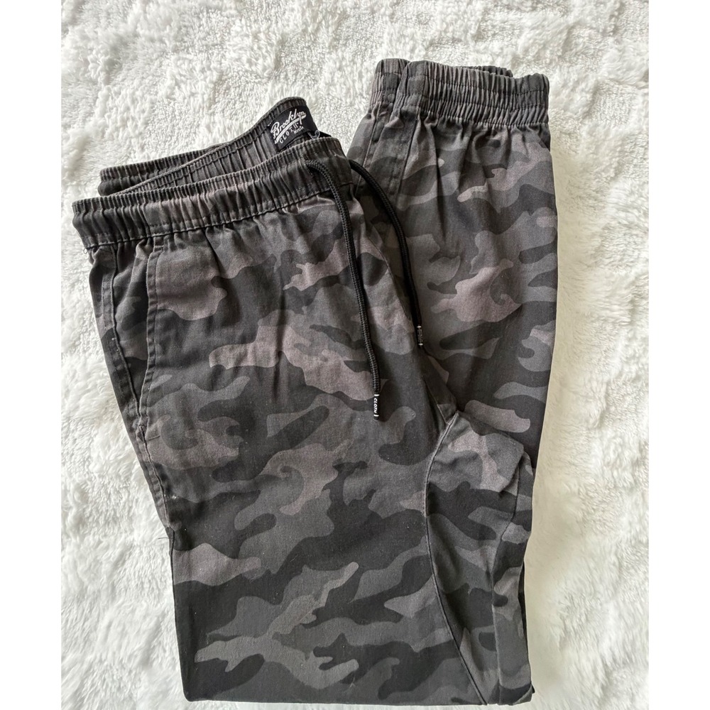 Brooklyn Cloth The Jogger Boys Large Green Camo Twill Elastic Waist Pants EUC
